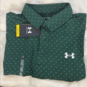NWT Under Armour Playoff Polo Green White Polka Dot Men’s XL